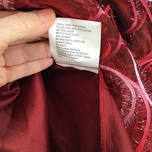 Tony Bowls Stunning Organza Strapless Rhinestone Fit & Flare Red Dress Size 2 - Picture 12 of 13